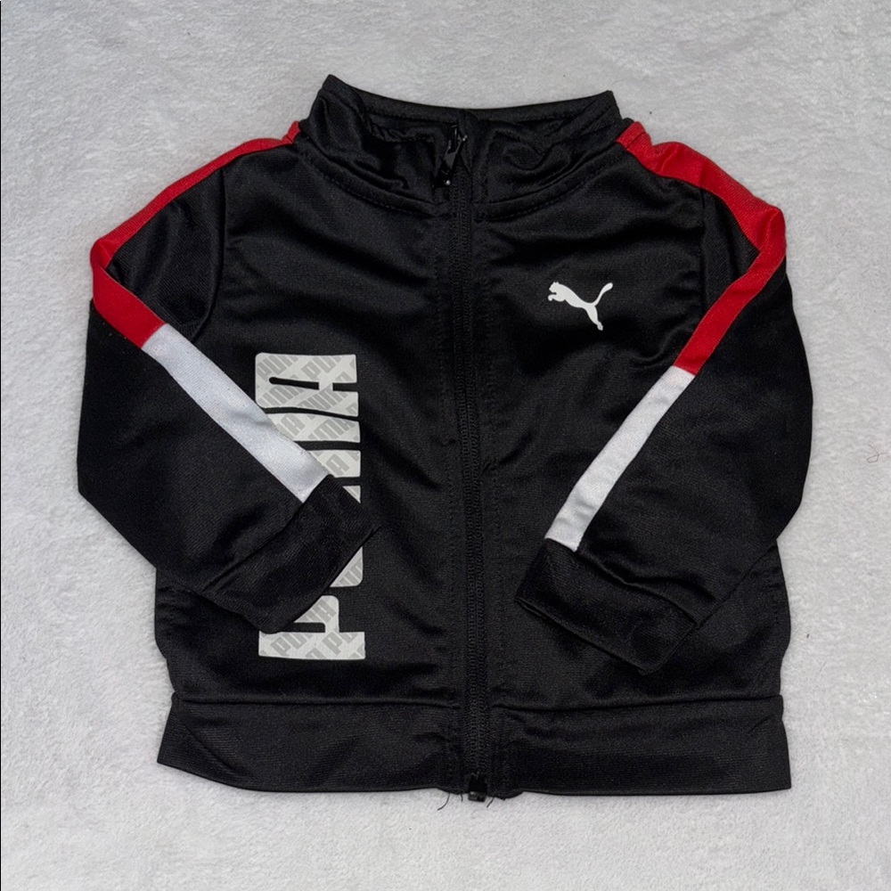 Puma Kids Black Hoodie with Red Stripes